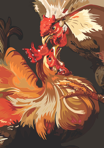 Rooster fight Illustration banner fight graphic design illustration vector