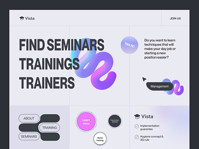 Vista - Landing page 3d elements creative ui education landing page landing page latest ui designs seminars landing page trainers trainings ui uiux uiux design ux