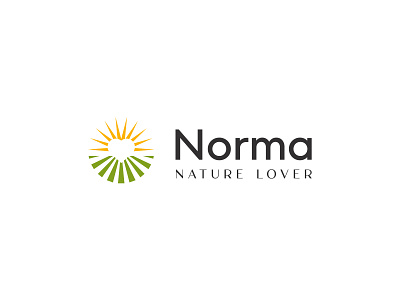 Norma logo branding custom logo fild icon leand logo logo mark love nature sun