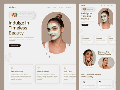 SkinCare || Beauty Care Services beauty designer face freelance hair health homepage landingpage mask product project recruiter remote services skin skincare task uxui web design website