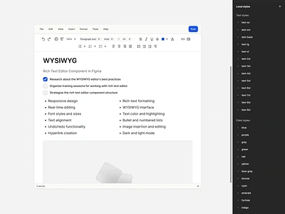 Responsive WYSIWYG UI component in Fgma branding design design system figma interface responsive text editor ui ui kit ux