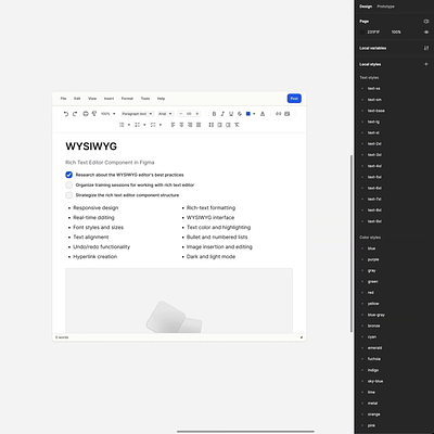 Responsive WYSIWYG UI component in Fgma branding design design system figma interface responsive text editor ui ui kit ux