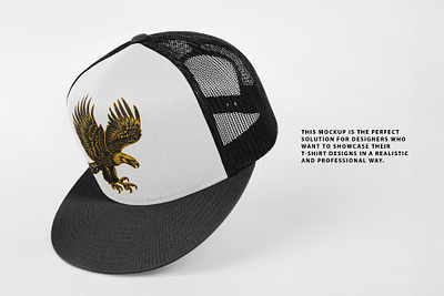 Realistic Trucker Hat Mockup 2 apparel artwork branding design five panels graphic design mockup template