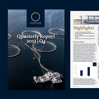 Annual Report Design for Norcod annual report brand brochure design clean cod farm editorial fish layout design navy branding norcod quarterly report report layout