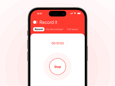 Screen Recorder App app appstore colors design interface ios logotype main mobile modern page red redorder screen tabs timer ui ux