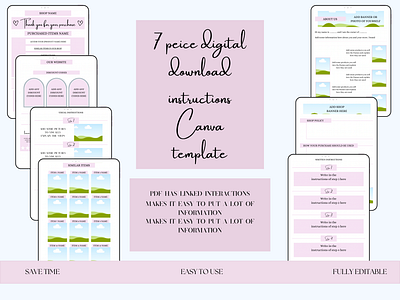 7 piece/page digital download instruction Canva template canva template canva templates download instructions