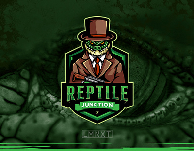 Reptile Junction Logo abstract branding clan creative crocodile design esport gaming graphic design icon illustration landing page logo mafia mascot outfit reptile ui vector visual identity