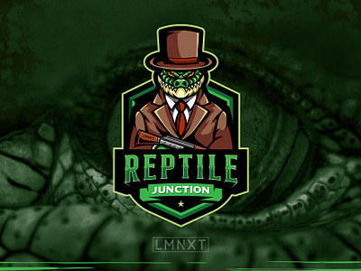 Reptile Junction Logo abstract branding clan creative crocodile design esport gaming graphic design icon illustration landing page logo mafia mascot outfit reptile ui vector visual identity