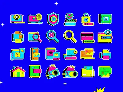 Neo Brutalism Lottie Animation Pack animation icon iconpack illustration motion graphics neu brutalism ui