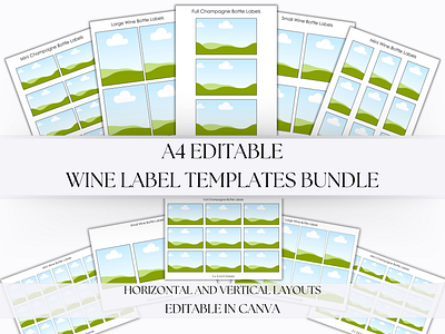 Editable Canva Wine Labels a4 label sheets canva editable wine labels canva frames canva labels diy labels wine lables