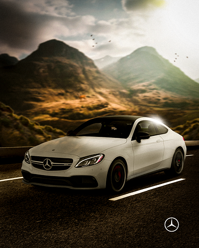 Manipulation Mercedes in the montains design graphic design graphic designer instagram marketing mercedes social media