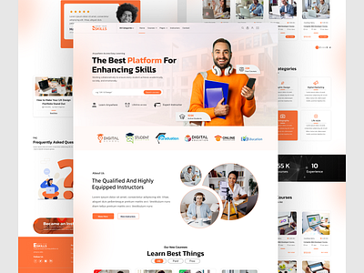 LMS website Landing page course sale course website e learning education landing page education website home page landing page lms lms website online class online platform school skills ui uiux user experience user interface ux web design website