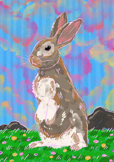 Easter bunny digitalart illustration