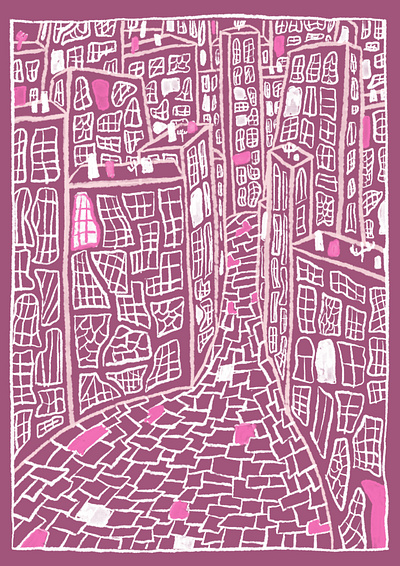 Pink city digitalart illustration