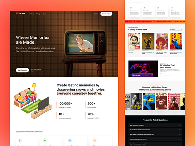 Broadcasting Company Landing Page broadcasting broadcasting website chill films home page landing page movies netflix orange red shopify tv ui warm web design website