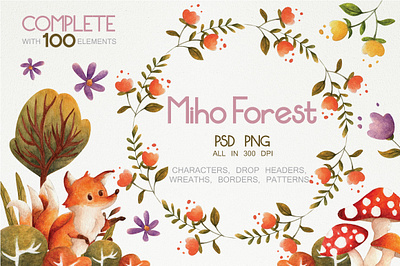Miho Forest cartoon character graphic design illustration watercolor