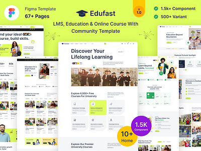 Edufast - LMS, Education & Online Course With Community UI branding graphic design logo ui university