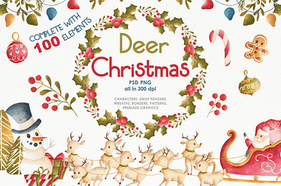 Deer Christmas cartoon character flatdesign graphic design illustration