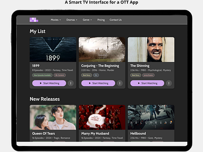 Daily UI Challenge #88 design dramas movie streaming movies ott app smart tv smart tv interface tags tv interface ui uichallenge ux uxdesigner uxui web design