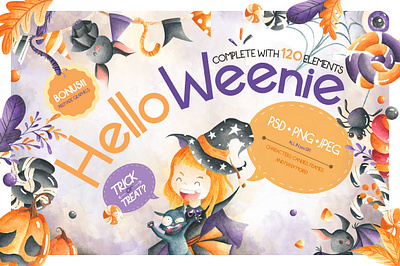 HelloWeenie cartoon character flatdesign graphic design illustration