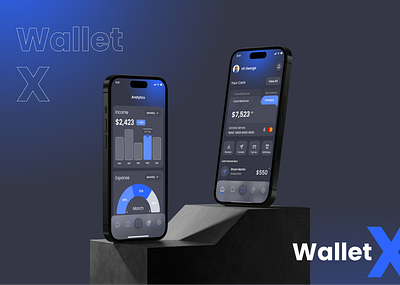 Wallet X - Digital Wallet analytics app banking card dark design digitalwallet finance financial homepage mobile money transfer ui ux wallet
