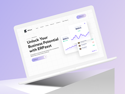 ERP Zest Website UI Design - Finance website abstract design graphic design header header design hero section landing page landing page ui lastest trending ui ui design ux web design web ui web ux website website ui