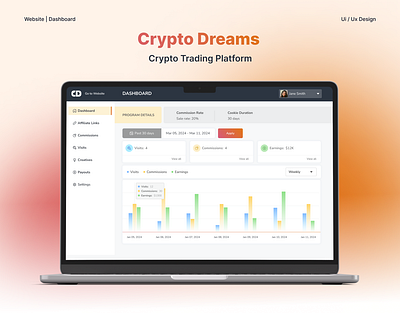 CryptoDreams | Dashboard | Web3 crypto website dashboard graphs inphographics ui ux web design