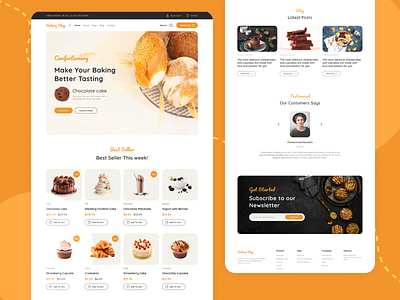 Bakery Shop Landing Page bakery blogs figma graphic design landing mustafa page shop testimonial ui uiux user experience user interface ux webdesign website