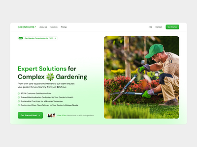 008 dailyui – gardening services website corporate gardening green hero image hero section ui design website