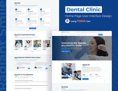 Dental Clinic Home Page UI Design figma home page design landing page design product design uiux user experience user experience design user interface user interface design web design