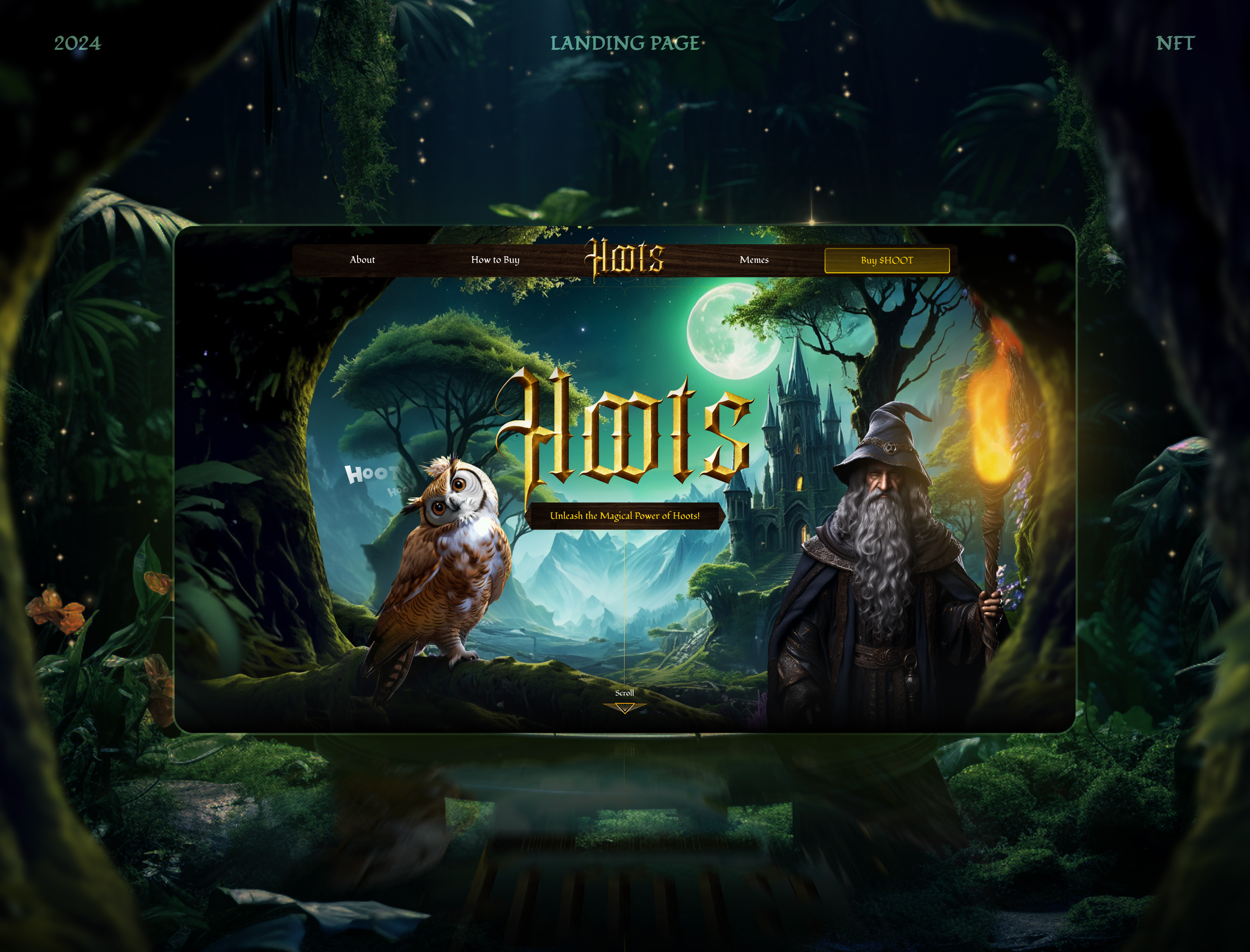NFT Hoot | Landing Page crypto graphic graphic design landing page magic nft owl ui ui design visual web web design website wizard