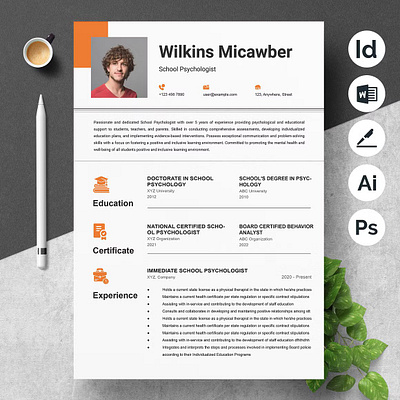 Creative Resume Template Modern CV application black and white designer document elegant employee header information interview job layout manager minimal personal professional stylish