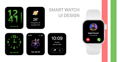 6 Fresh Smartwatch Face UI Design apple watch behindthepixels creativeprocess designjourney sajjaddesigns ui ux