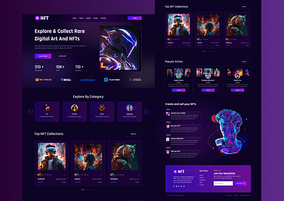 NFT Website Concept colorfull website figma landing page minimal design modern website nft nft website nft website concept nft website template ui ux user experience user interface web design website design