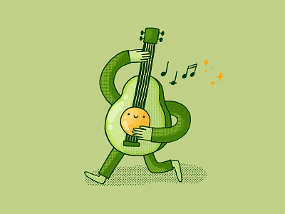 Music Avocado Pal 2d avocado character cute digital art illustration illustrator music musical notes song