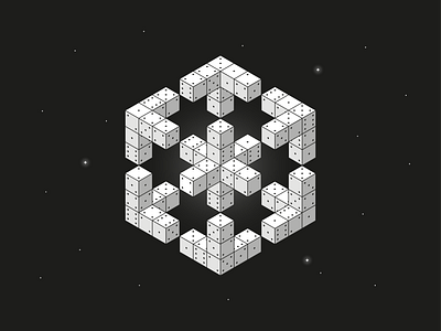 Quantum Probability Dice abstract cube design dice digital art game geometric illusion illustration illustrator isometric line minimal monochrome space stars