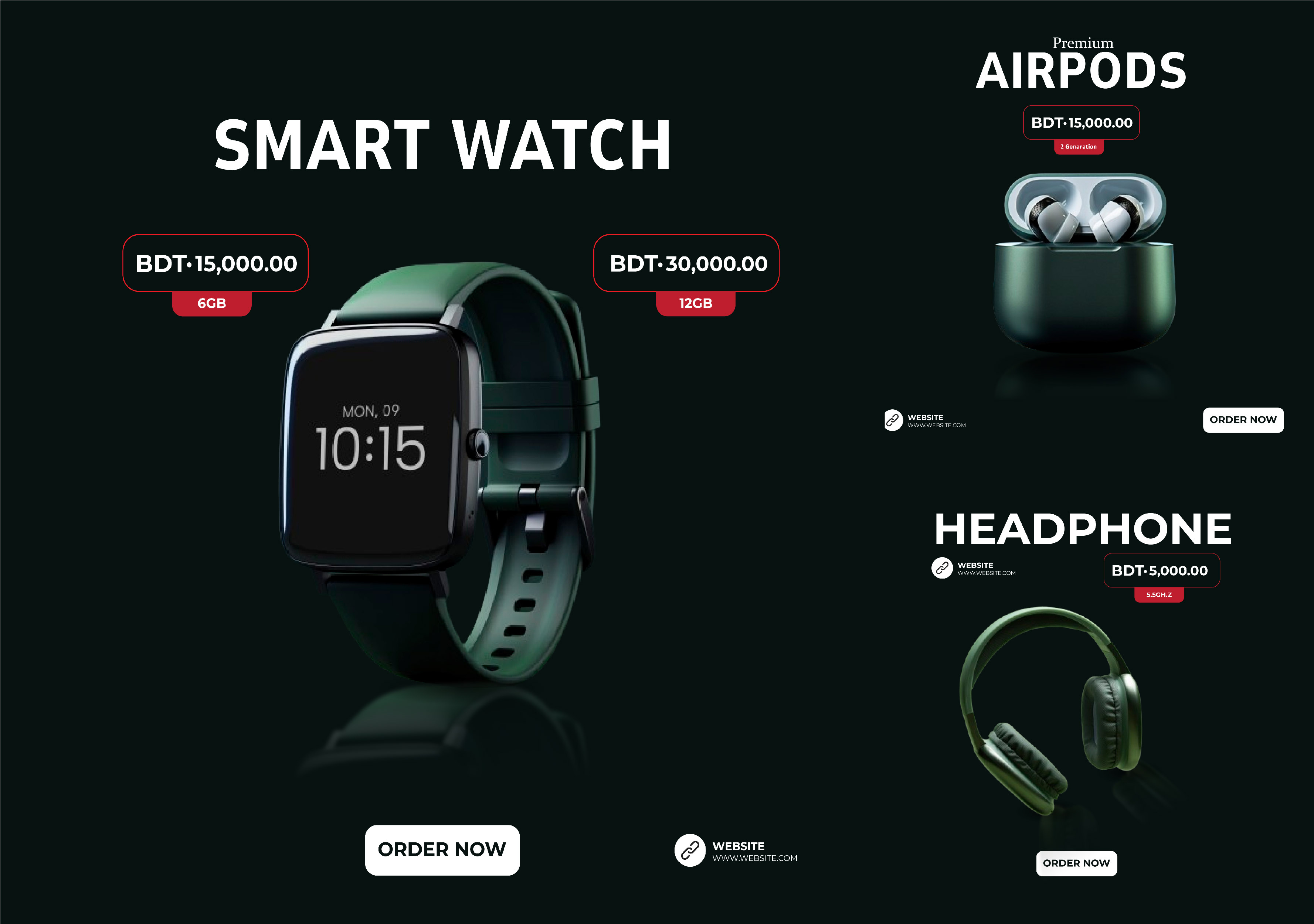 Social Media Ads advertisment airpods design graphic headphone interationdesign post smartwatch socialmedia