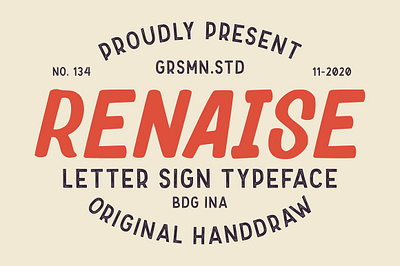 Renaise - Letter Sign Typeface adventure aged apparel branding clothing display fonts distressed hipster illustration logotype motorcycle old outdoor packaging pressed retro sans serif serif fonts skull vintage