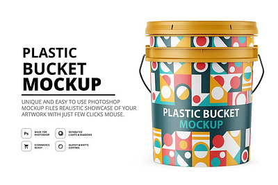 Plastic Bucket Mockup acrylic paint branding bucket can ink label mock up mock ups mockup mockups paint paint bucket paint packaging