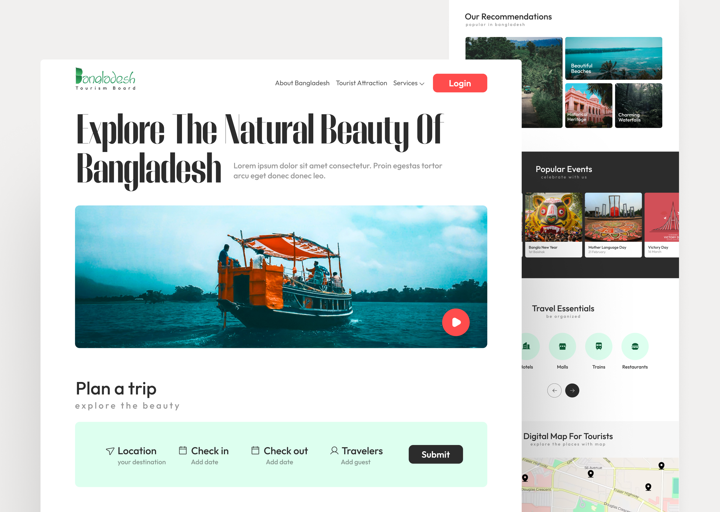 Travel website design app app design bngladesh design explore nature explore website illustration minimal web design minimalstic modern tour tour bandgladesh tour dubai tour website travek website travel travel agency ui web design website design
