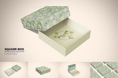 Square Box Packaging Mockup box box mock up branding cosmetics gift package packaging photorealistic realistic shoe box smart object square box mockup template
