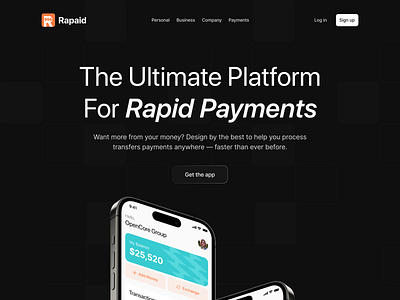 Rapaid - Payment Platform Landing Page UI UX Design Exploration banking banking website finance app finance app design finance branding finance mobile app finance ui design finance website finance website landing page financial landing page financial website design fintech fintech landing page fintech landing page ui design fintech website payment app payment platform payment website paypal saas finance