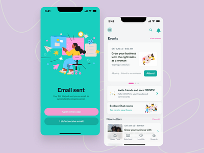 Email Confirmation & Home page design app black branding dashboard design figma game green home illustration log in logo mobile pink ui ux welcome screen women