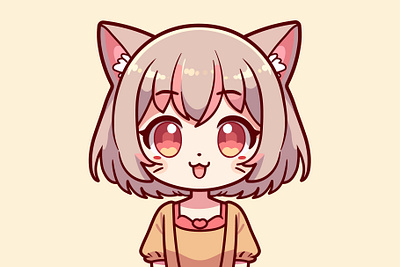 Cat-girl anime art avatar cat cat girl catgirl character ears girl vector