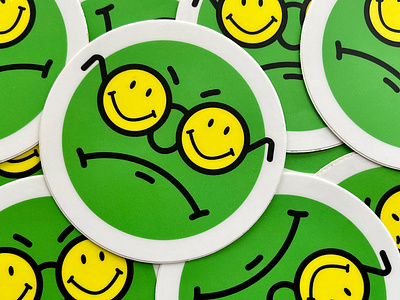 Mr. Smiley Grump badge character design mightymoss mr. smiley grump smiley sticker