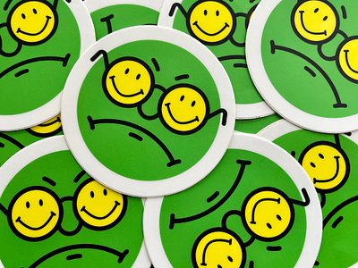Mr. Smiley Grump badge character design mightymoss mr. smiley grump smiley sticker