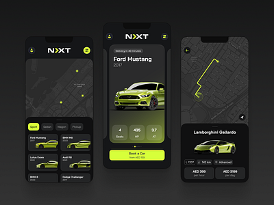 NEXT: Sport Car Sharing 3d aftereffects animation app carsharing design figma mobile sport cars uae ui ux