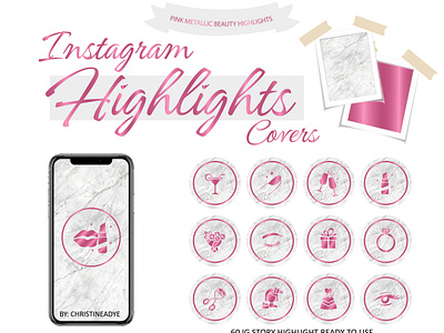 Metallic Pink Instagram Story Covers, Instagram Story Highlight beauty beauty bloggers beauty design bloggers branding christineadye design graphic design influencer instagram highlights covers instagram ig covers lifestyle ig covers logo makeup artist pink pink beauty pink beauty ig covers pink metallic pink metallic highlights covers