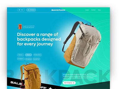 Backpack E-commerce Header design figma ui ux web