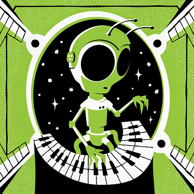 Groovy Alien alien cover design groovy illustration mightymoss music space stars synth